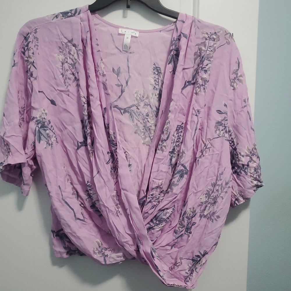 Leith Lavender plus size wrap shirt